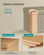 Pufas su daiktadėže iki 300 kg | 30 x 30 x 30 cm | Ruda
