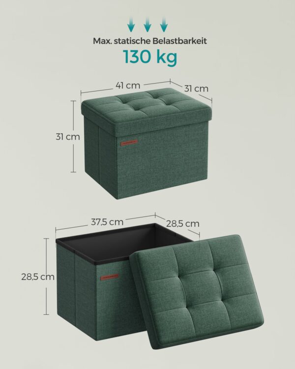 Pufas su daiktadėže iki 300 kg | 31 x 41 x 31 cm | Žalia