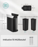 Rūšiavimo šiukšliadėžė 2 skyriai | 30L ir 20L | 25,6 x 17,8 x 60,5 | Juoda