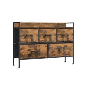 Komoda su 5 medžiaginiais stalčiais | 29 x 98,2 x 70 cm | Juoda, Ruda