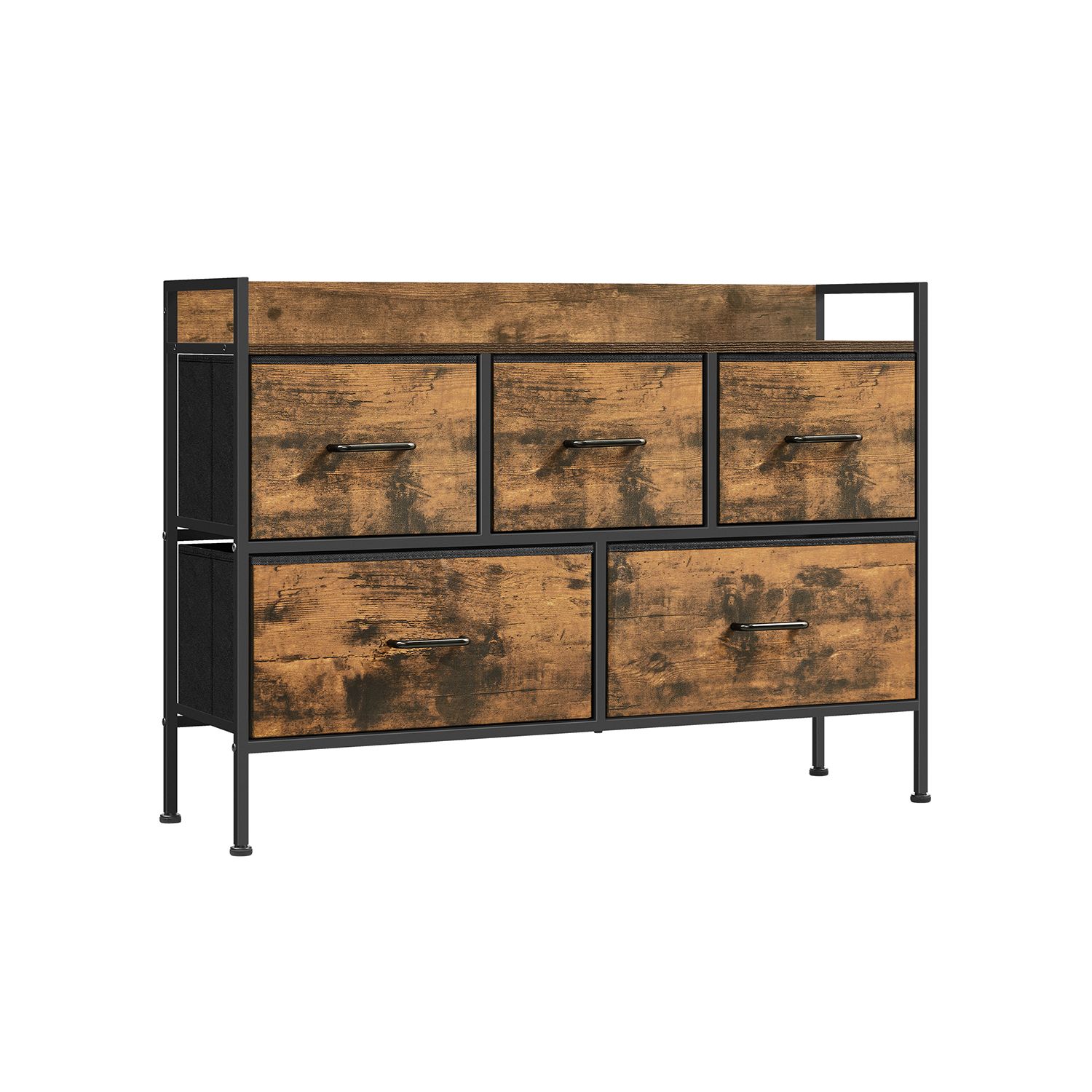 LTS315B01-1 Komoda su 5 medžiaginiais stalčiais | 29 x 98,2 x 70 cm | Juoda, Ruda
