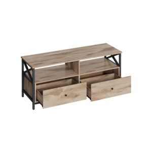 TV staliukas su 2 stalčiais ir 2 lentynomis | 55″ televizoriui | 40 x 120 x 50 cm | Juoda, Ruda