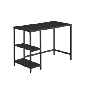 Rašomasis stalas su 2 lentynomis ir plieniniu rėmu | 50 x 100 x 76 cm | Juoda