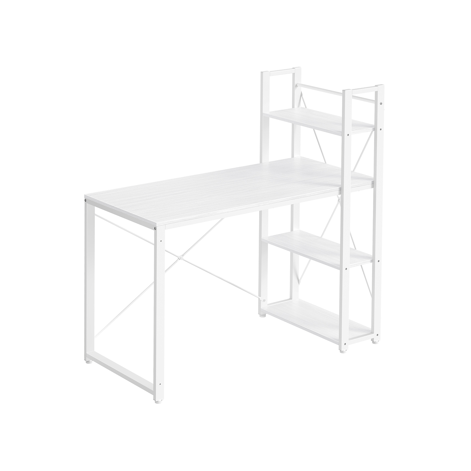 LWD048W44-1 Rašomasis kompiuterio stalas su lentynomis | 56 x 120 x 120 cm | Balta