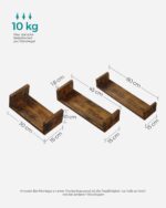 Sieninių lentynų komplektas 30/45/60 cm| 10kg | 15 x 45 x 10 cm | Ruda