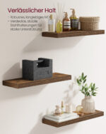 4 vnt. Sieninių lentynų komplektas | Nematomi laikikliai | 20 x 60 x 3,8 cm | Ruda