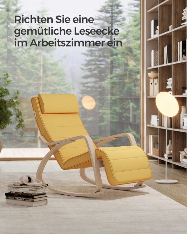 Supama kėdė su porankiais | Beržo faneros kojos | 121,5 x 67 x 84 cm | Geltona