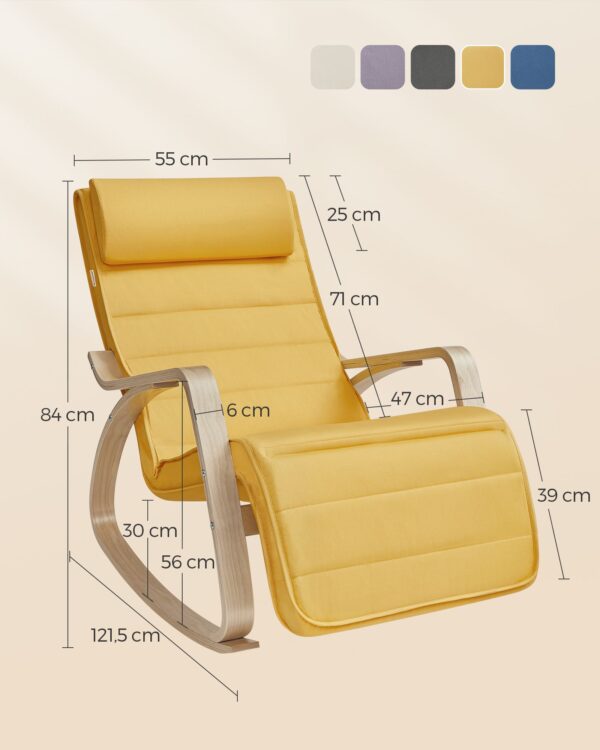 Supama kėdė su porankiais | Beržo faneros kojos | 121,5 x 67 x 84 cm | Geltona