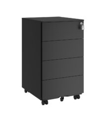 Mobili plieninė rakinama biuro spintelė | 4 stalčiai | 45 x 39 x 55 cm | Juoda