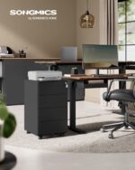 Mobili plieninė rakinama biuro spintelė | 4 stalčiai | 45 x 39 x 55 cm | Juoda