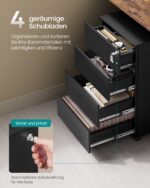 Mobili plieninė rakinama biuro spintelė | 4 stalčiai | 45 x 39 x 55 cm | Juoda