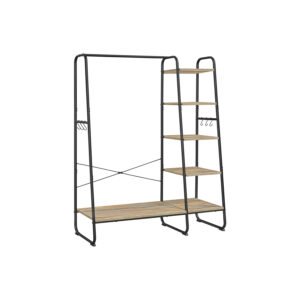 Pastatoma Drabužių kabykla su 5 letynomis | 45 x 120 x 160 cm | Ruda