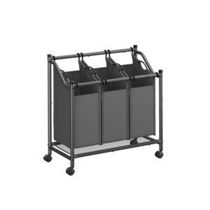 Skalbinių rūšiavimo krepšiai | 3 x 45L | Ratukai | 80 x 38,5 x 67 | Pilka