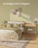 Boho stiliaus Kosmetinis staliukas su LED veidrodžiu | 43 x 90 x 82 cm | Smėlio