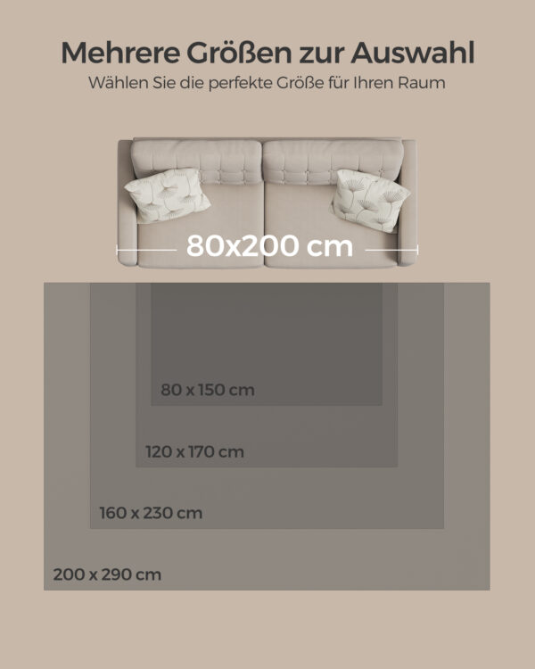 Neslystantis svetainės kilimas Skalbiamas skalbimo mašinoje | 80 x 150 cm | Pilka