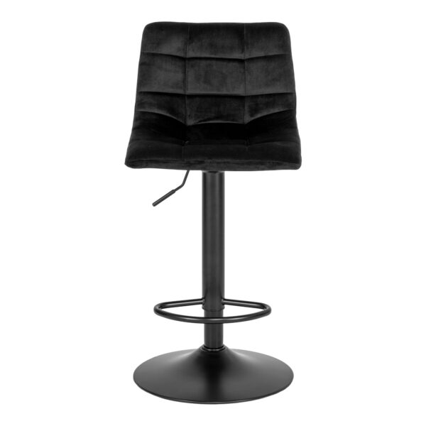 Aksominė reguliuojama baro kėdė | 43 x 88-108 x 45 cm | Juoda
