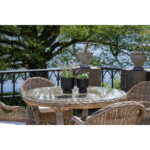 Rataninis lauko Valgomojo stalas su stiklu | 120 x 120 x 77 cm | Pilka, Natūrali