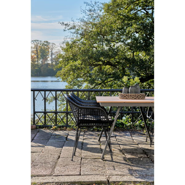 Toronto lauko valgomojo stalas | 100 x 74 x 220 cm | Juoda, Natūrali