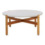 Sunkus dekoratyvinio Betono Kavos staliukas | 84,5 x 84,5 x 38,5 cm | Balta Ruda