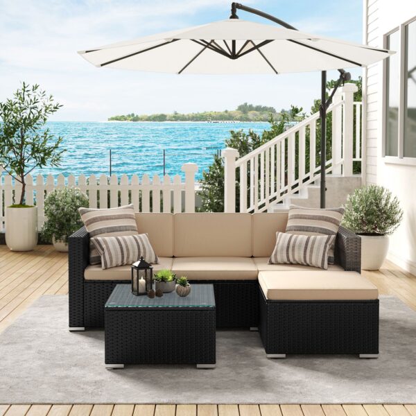 Lauko baldų komplektas Universalus išdėstymas | 60 x 173 x 66 cm | Ruda, Kreminė