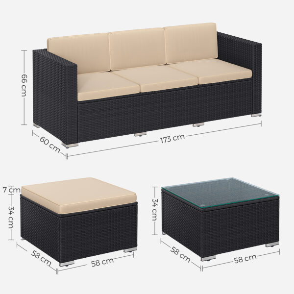 Lauko baldų komplektas Universalus išdėstymas | 60 x 173 x 66 cm | Ruda, Kreminė