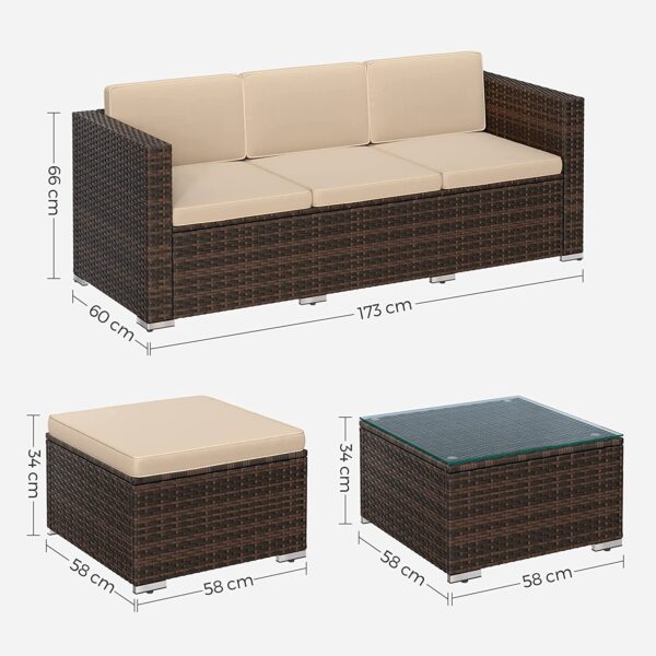 Lauko baldų komplektas Universalus išdėstymas | 60 x 173 x 66 cm | Juoda, Kreminė