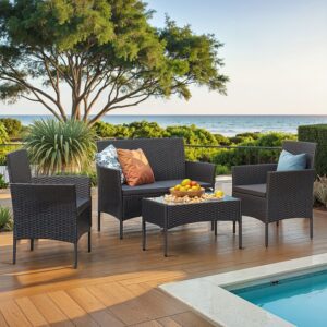 Balkono baldai Sodo baldų komplektas | 54,5 x 56,5 x 81,5 cm | Juoda