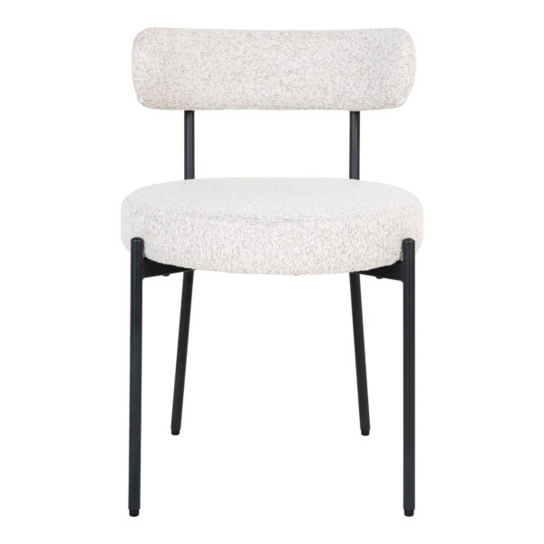 Minkšta bouclé valgomojo kėdė | 47 x 72,5 x 49,5 cm | Balta