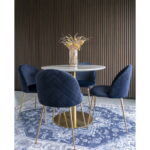 Valgomojo kėdė su žalvario stiliaus kojomis | 51 x 76 x 56 cm | Mėlyna