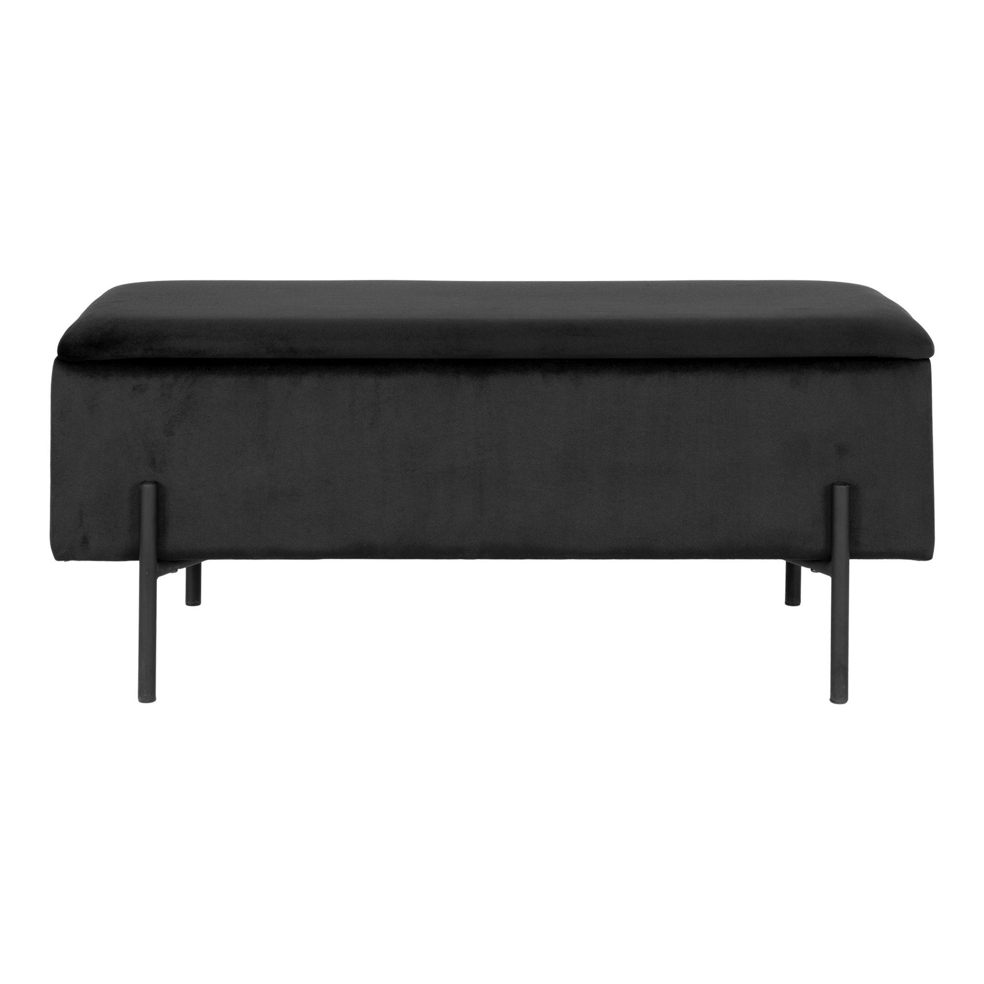 1409060 Modernus minkštasuolis su daiktadėže | 95 x 43 x 36,5 cm | Juoda
