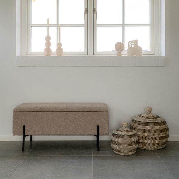 Bouclé Modernus minkštasuolis su daiktadėže | 95 x 43 x 36,5 cm | Smėlio