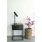 Modernus šoninis staliukas su stalčiumi | 40 x 55 x 40 cm | Juoda