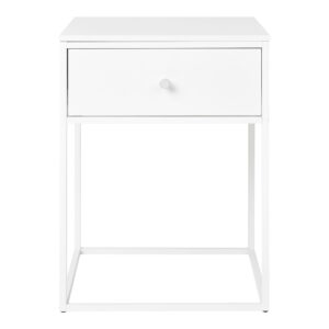 Modernus šoninis staliukas su stalčiumi | 40 x 55 x 40 cm | Balta