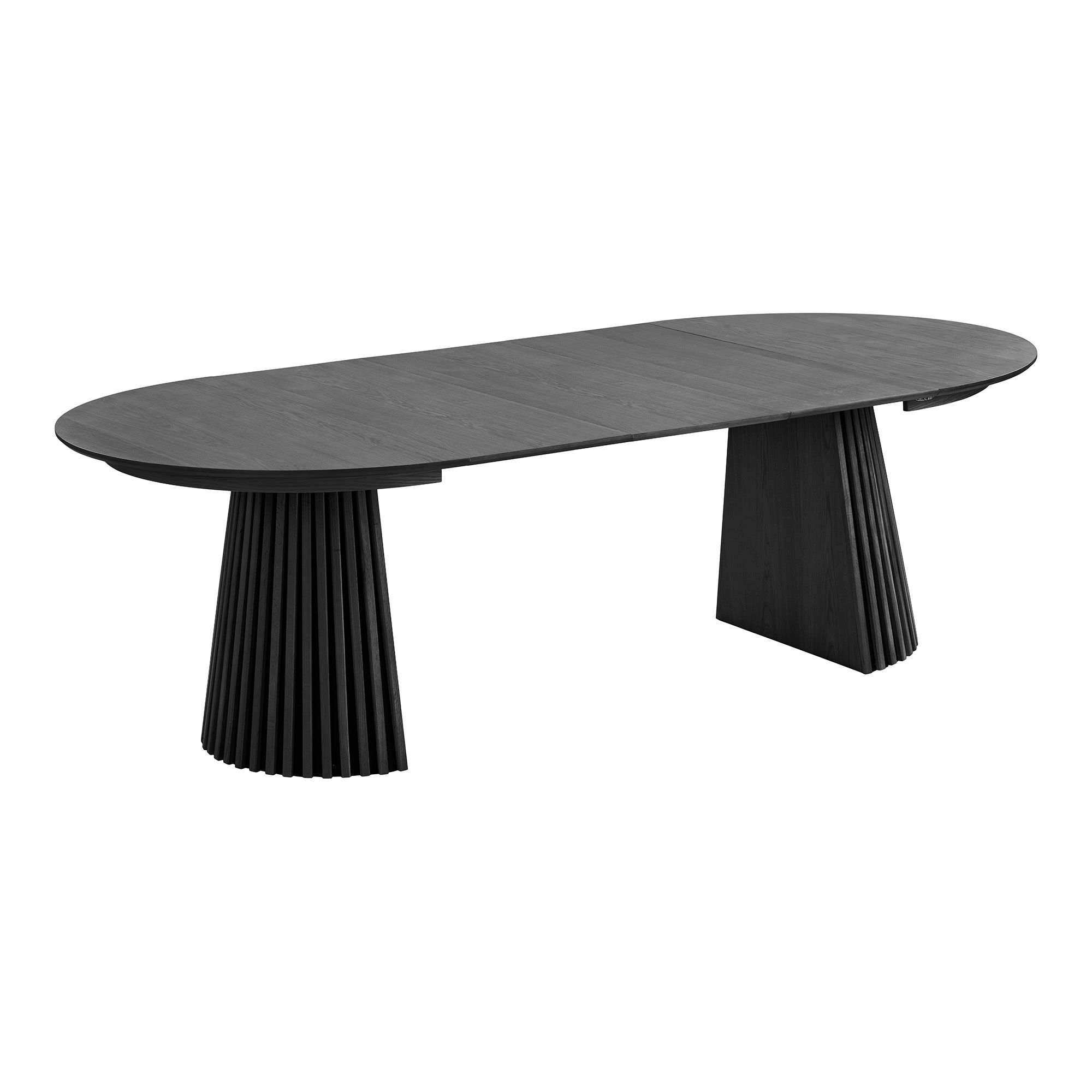 2202992 Prasiplečiantis juodo ąžuolo faneros valgomojo stalas | 120 x 75 x 120 cm | Juoda
