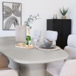Cemento stiliaus Valgomasis stalas | 96 x 76 x 200 cm | Pilka
