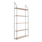 Pakabinama sieninė lentyna | 5 lentynos | 65 x 145 x 17 cm | Juoda | Natūrali