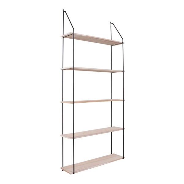 Pakabinama sieninė lentyna | 5 lentynos | 65 x 145 x 17 cm | Juoda | Natūrali