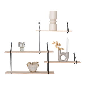 Modernis sieninė lentyna | 99 x 62 x 17,5 cm | Juoda | Natūrali