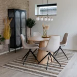 Ovalus valgomojo komplektas | 48/90 x 75/86 x 54/160 cm | Natūrali | Smėlio