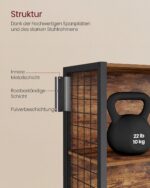 Daiktų lentyna su S formos kabliais: medžiagų ir konstrukcijos detalės; spalva juoda, ruda