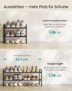 Ištraukiama plieninė batų lentyna, 2 aukštų: reguliuojamos dalys