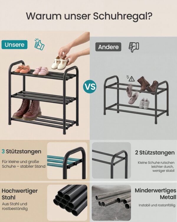 Ištraukiama plieninė batų lentyna: medžiagų ir konstrukcijos detalės