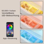 Kosmetinis staliukas su RGB apšvietimu ir 2 spintelėmis: apšvietimo režimai; spalva balta