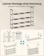Metalinė batų lentyna, 4 aukštų: surinkimo schema