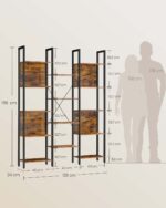 Plati daiktų lentyna su 14 lentynėlių: matmenų schema; spalva juoda, ruda