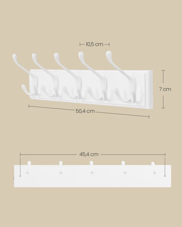 Sieninė kabykla su 5 trigubais kabliais: matmenų schema