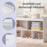 Vaikiška daiktų lentyna su 5 skyriais: medžiagų ir konstrukcijos detalės; spalva balta